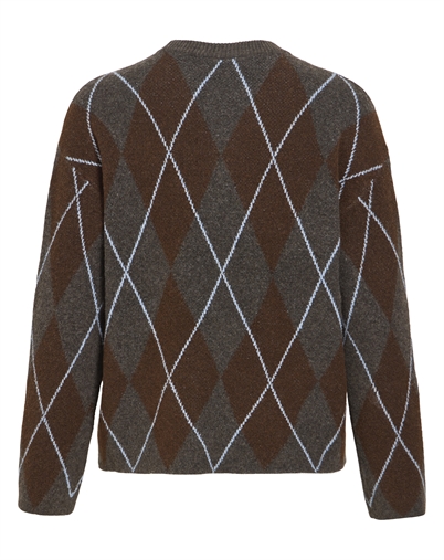 Vila - VIArgyle Strik - Dark Grey Melange/Coffee Bean 